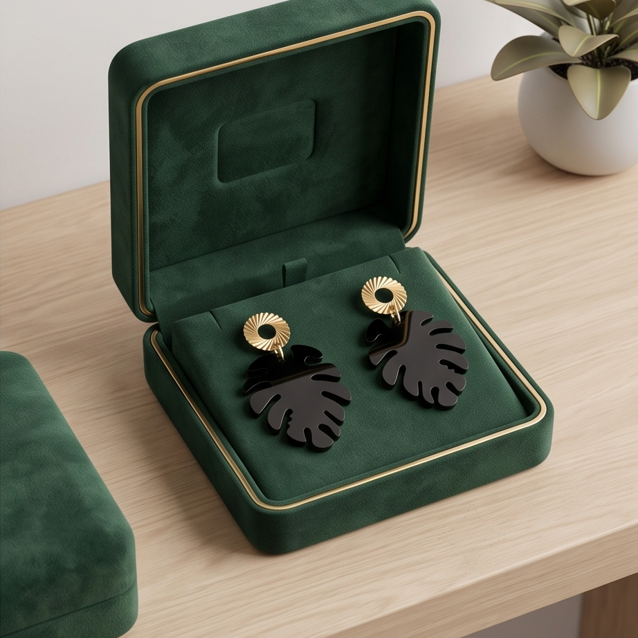 Boucles d’oreilles feuilles « black »