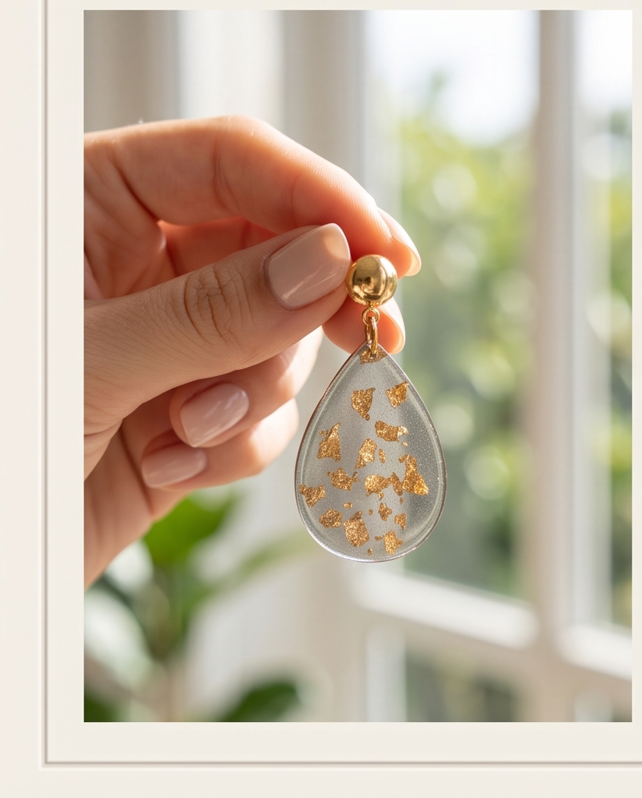 Boucles d'oreilles "noir transparent et Gold"