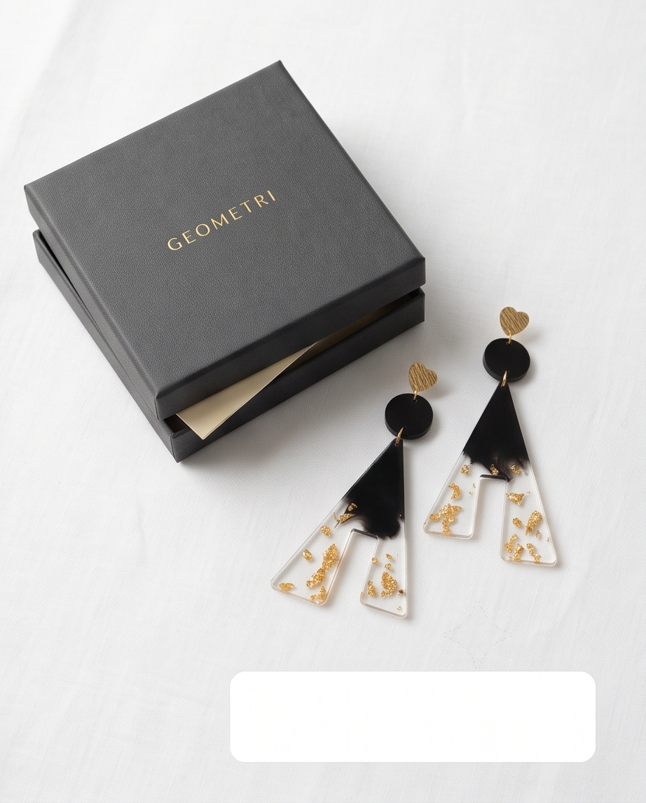 Boucles d'oreilles pendantes "black & Gold"