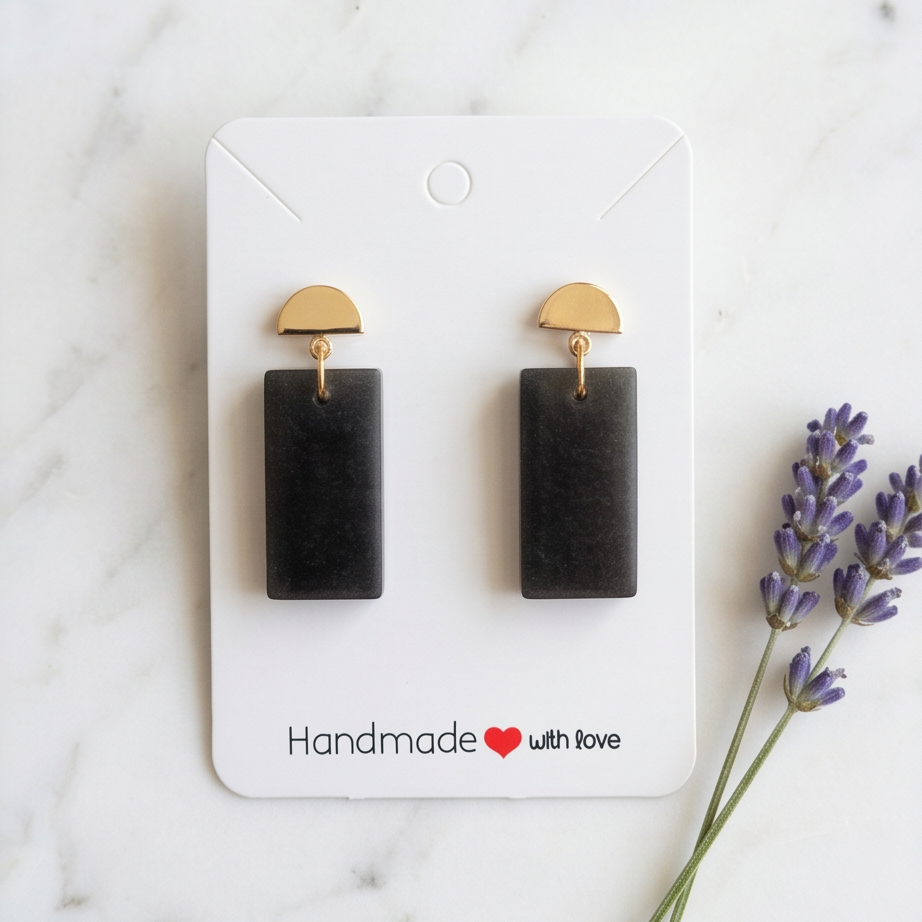 Boucles géométriques "noir transparent"