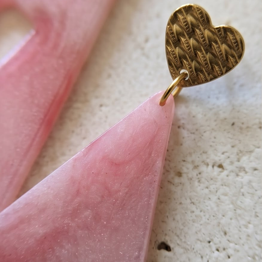 Boucles d'Oreilles Pendantes " Rose & Or"