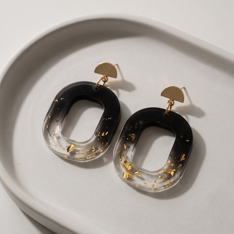 Boucles d’oreilles « black & gold »