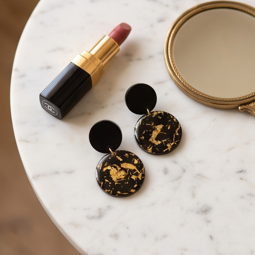 Boucles d’oreilles « black &gold »