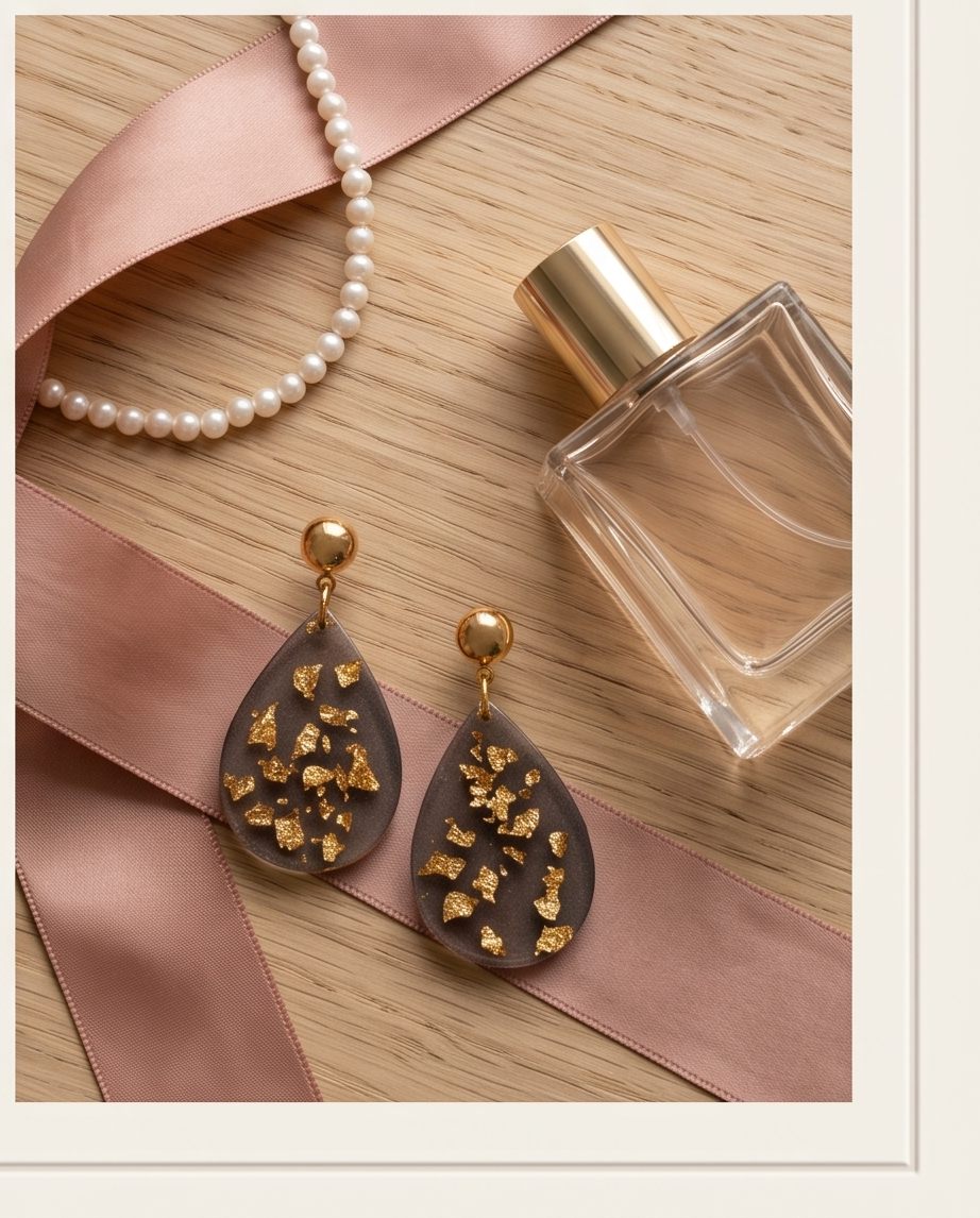 Boucles d'oreilles "noir transparent et Gold"