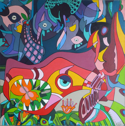 Une irrésistible envie de manger des fleurs.   80 cm x 80 cm