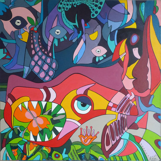 Une irrésistible envie de manger des fleurs.   80 cm x 80 cm