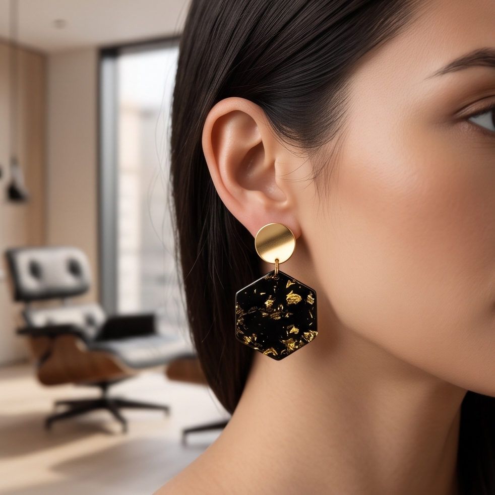 Boucles d’oreilles « black &gold »
