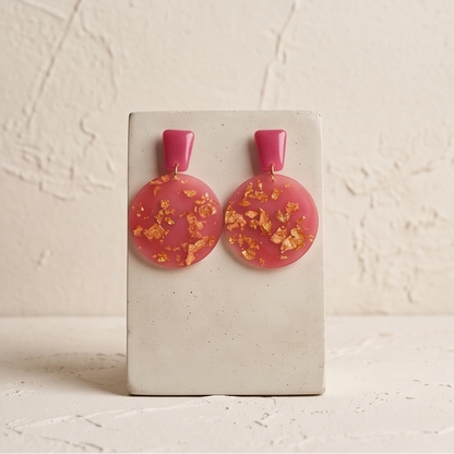 Boucles d’oreilles roses et gold