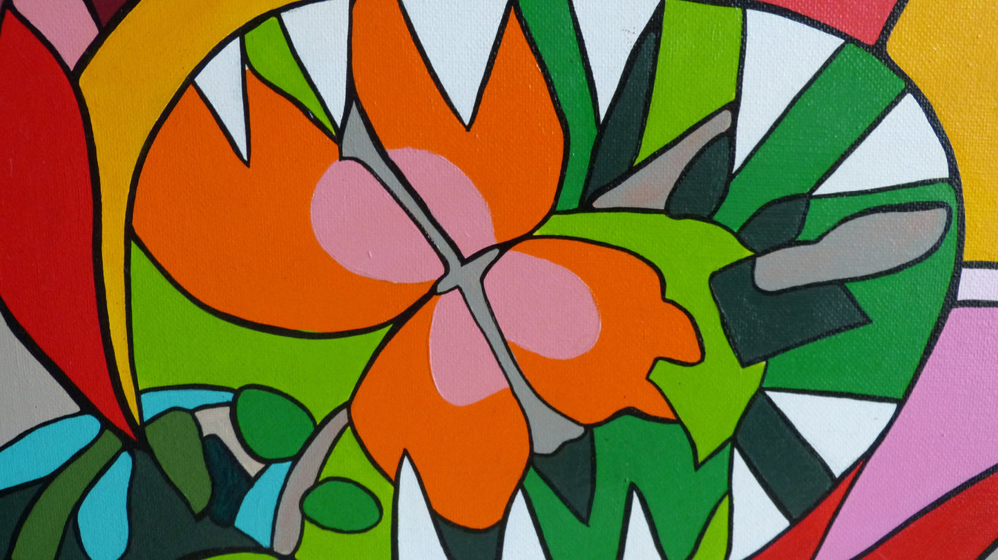 Une irrésistible envie de manger des fleurs.   80 cm x 80 cm