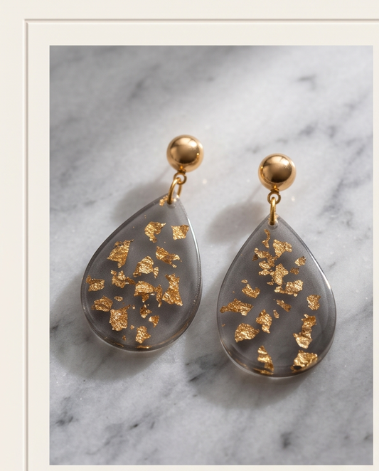 Boucles d'oreilles "noir transparent et Gold"