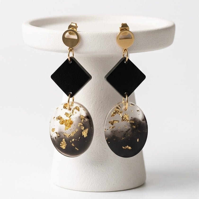 Boucles d’oreilles « black &gold »