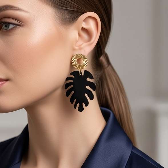 Boucles d’oreilles feuilles « black »
