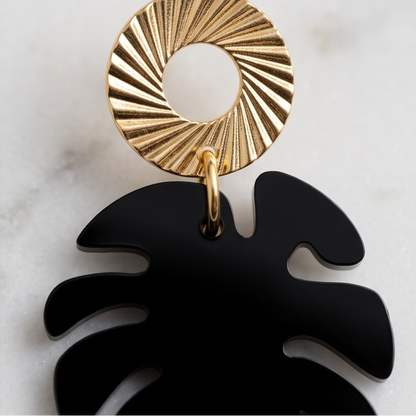 Boucles d’oreilles feuilles « black »