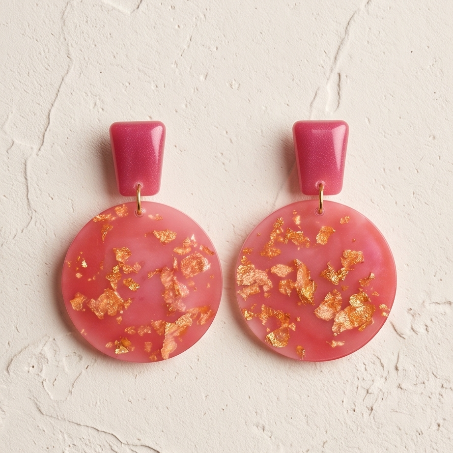 Boucles d’oreilles roses et gold