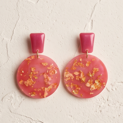 Boucles d’oreilles roses et gold