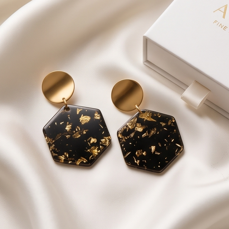 Boucles d’oreilles « black &gold »