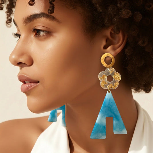 Boucles d'oreilles pendantes bleues