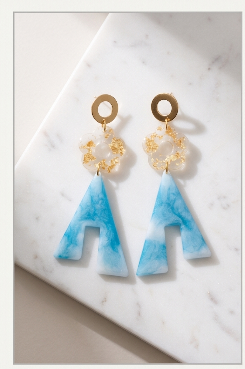 Boucles d'oreilles pendantes bleues