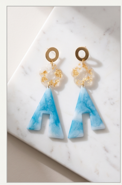 Boucles d'oreilles pendantes bleues