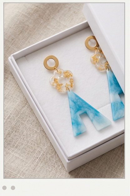 Boucles d'oreilles pendantes bleues