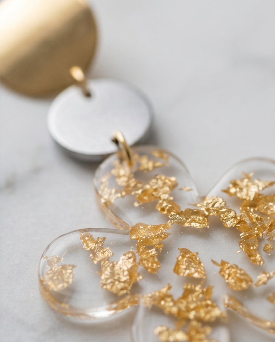 Boucles d'oreilles "fleur" white and gold