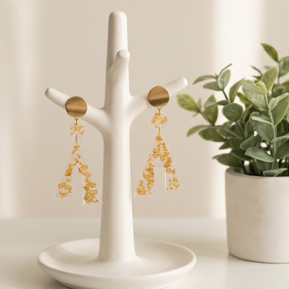 Boucles d'oreilles pendantes White & Gold