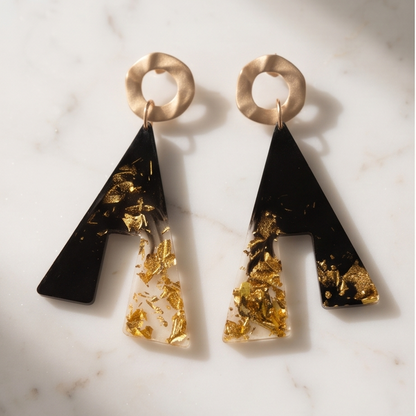 Boucles d'oreilles pendantes "black & Gold"