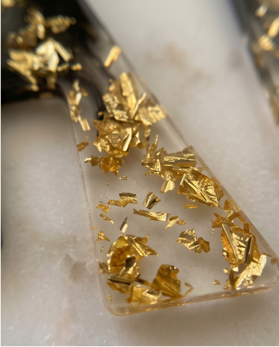 Boucles d'oreilles pendantes "black & Gold"