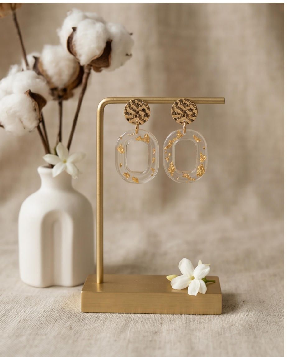 Boucles d'oreilles pendantes White & Gold