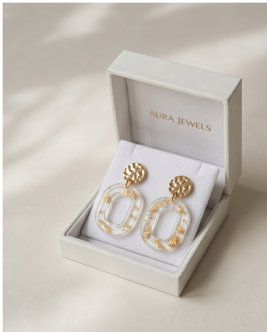 Boucles d'oreilles pendantes White & Gold