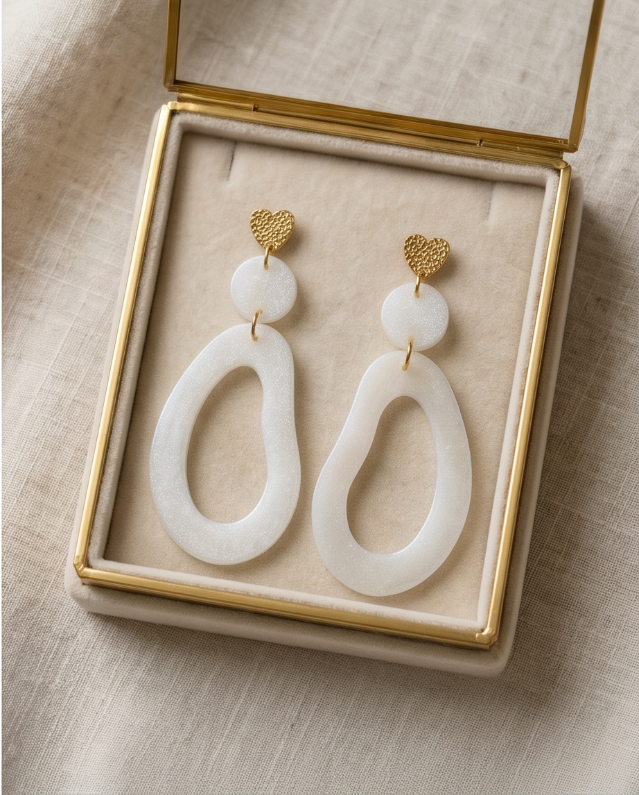 Boucles pendantes blanches