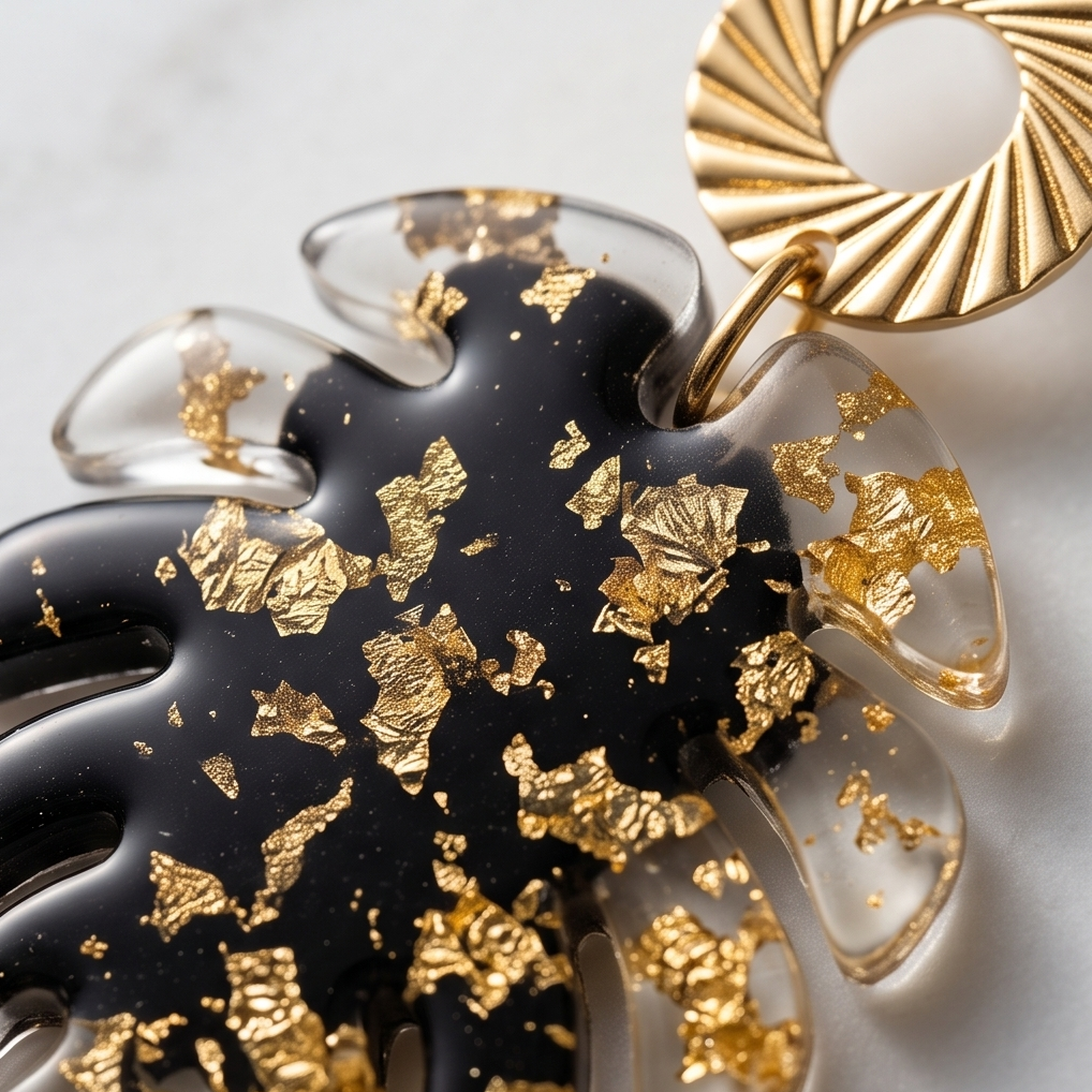 Boucles d’oreilles feuilles « black & Gold »