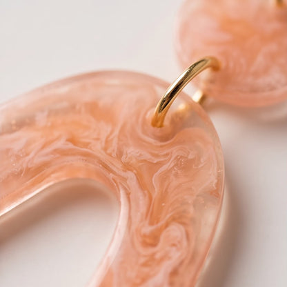 Boucles d'Oreilles Pendantes Composition Rose & Or
