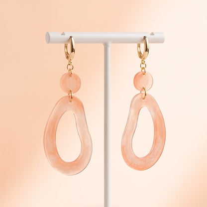 Boucles d'Oreilles Pendantes Composition Rose & Or