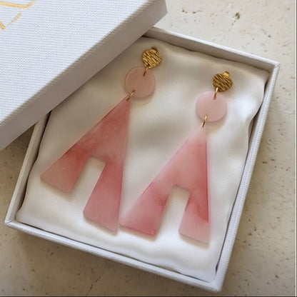 Boucles d'Oreilles Pendantes " Rose & Or"