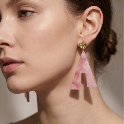 Boucles d'Oreilles Pendantes " Rose & Or"