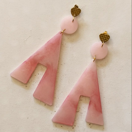 Boucles d'Oreilles Pendantes " Rose & Or"