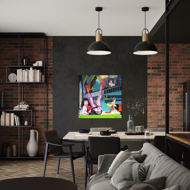 Droopy loves you  100 cm x 100cm x 1,5 cm